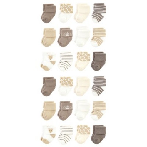Hudson Baby Cotton Rich Baby Terry Socks 24-Pack, Modern Giraffe, 0-6 Months