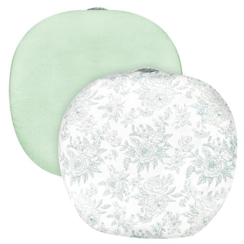 Baby Lounger Cover 1 Pack, Double-Sided Removable Lounger Covers for Infant, Stretchy and Soft Reversible Lounger Slipcover for Baby Girls Boys Newborn, Green Flower (Cover Only)