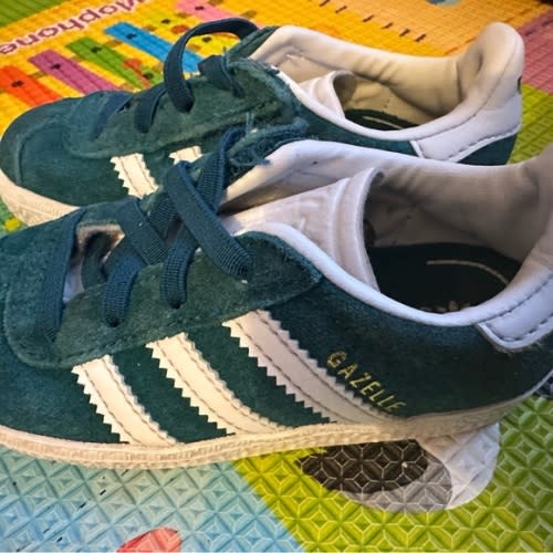 Adidas Kids Green and White Sneakers