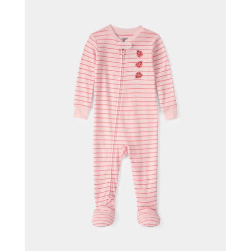 Baby Girl Ladybug Striped 100% Cotton Snug Fit 1-Piece Pajama - Pink | Carter's