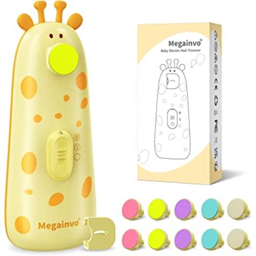 Baby Nail Trimmer Electric Baby Nail File with Light 10 Grinding Heads Safe Quiet Baby Nail Grooming Care Kit for Newborn Infant Toddler Toes Fingernails - Orange