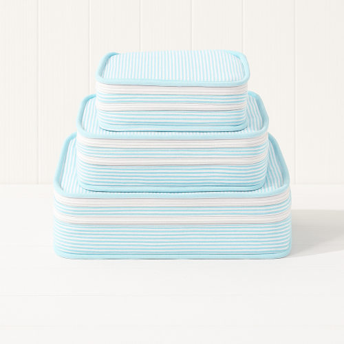 Mint & White Stripe Seersucker Stacking Set | Shop CeCe's Home & Gifts