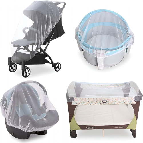 AUQ Baby Mosquito Net for Stroller,Reusable Bug Net for Stroller,Bassinets,Cradles,Playards,Pack N Plays And Portable Mini Crib,Portable&Persistent Baby Insect Netting,White