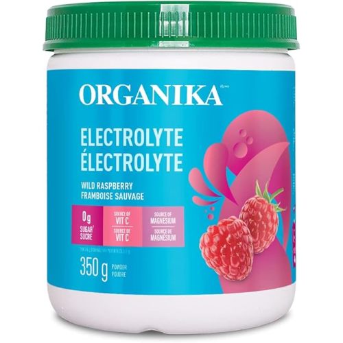 Organika Canadian-Made Electrolyte Drink Mix - Raspberry flavour- Zero Sugar, Hydration- 350 gram - 100 Servings