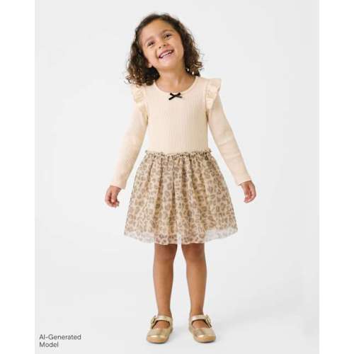 Baby And Toddler Girls Leopard Tutu Dress - Tan