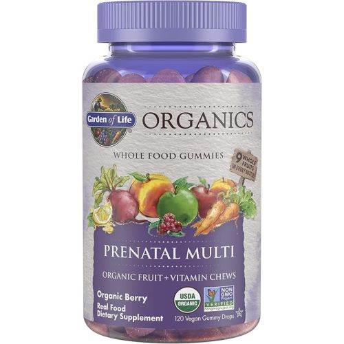 Garden of Life Organics Prenatal Gummies Multivitamin with Vitamin D3, B6, B12, C & Folate for Healthy Fetal Development – Organic, Non-GMO, Gluten-Free, Vegan, Berry Flavor, 30 Day Supply