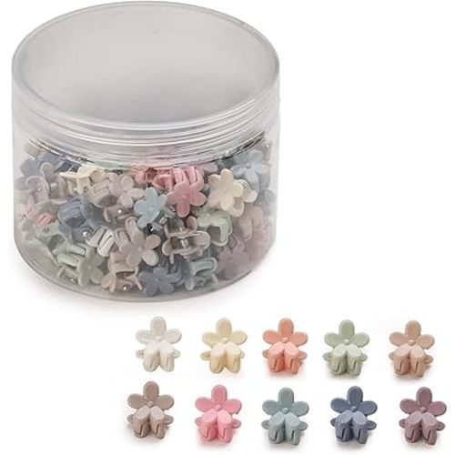 Mini Flower Hair Clips 100Pcs, Small Hair Clips Mini Claw Clips Cute Tiny Jaw Clips Hair Pins Barrettes Colorful Hair Accessories for Women Baby Girls Kids Teens