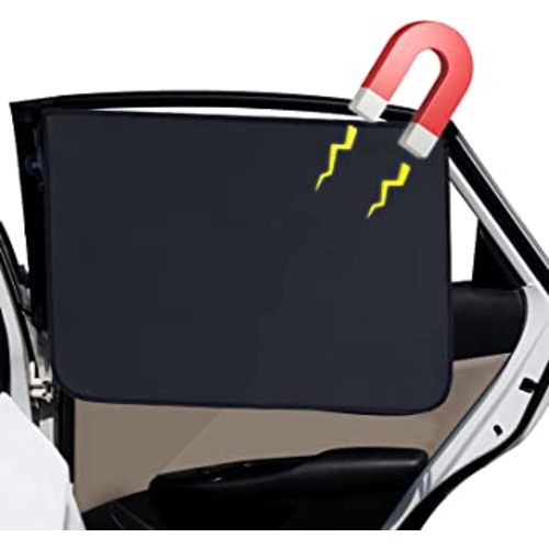 Moyidea Car Side Window Sun Shade for Baby and Kids Back Seat Magnetic Curtain Protect from Sun Heat and UV Rays Fordable Car Window Covers for Privacy Protection -Black 2PCS