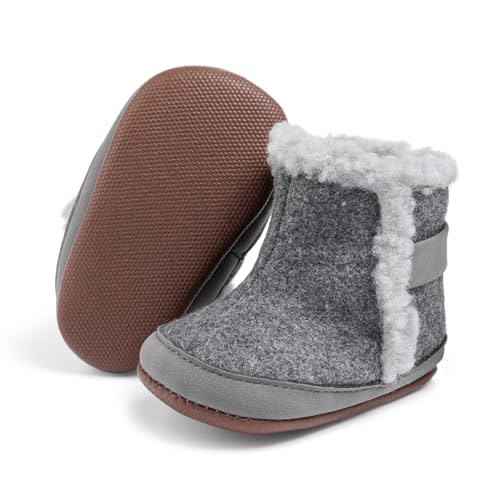 Zoolar Infant Unisex Warm Fur Lining Soft Boots Baby Winter Ankle Non-Slip Rubber Texture Sole Toddler Winter Snow Crib Shoes