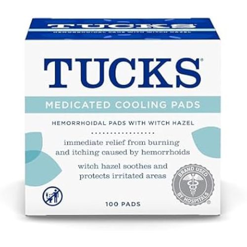 TUCKS Medicated Cooling Pads, Witch Hazel Hemorrhoid Treatment, 100 Count