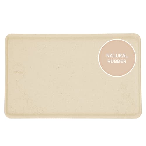 HEVEA Natural Rubber Kids Placemat - Alternative to Silicone and Plastic with Upcycled Material, Safe for Children with Fun Animal Designs and Practical Features (Sand)