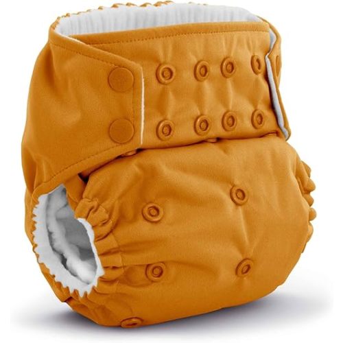 Kanga Care Rumparooz G3 Stay Dry Cloth Diaper Reusable One Size Pocket Diaper Patented Inner Double Gusset 2 pcs Microfiber Insert Soaker (6-55+ lbs) - Saffron