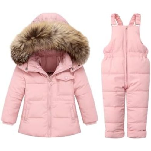 Toddler Snowsuit Boy Baby Winter Coat Girl Snow Pants and Jackets Bib 1-2-3-4-5T