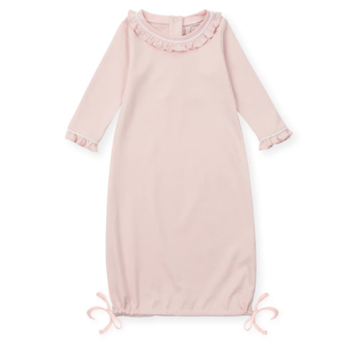 Georgia Pima Cotton Daygown for Girls - Light Pink with White Piping