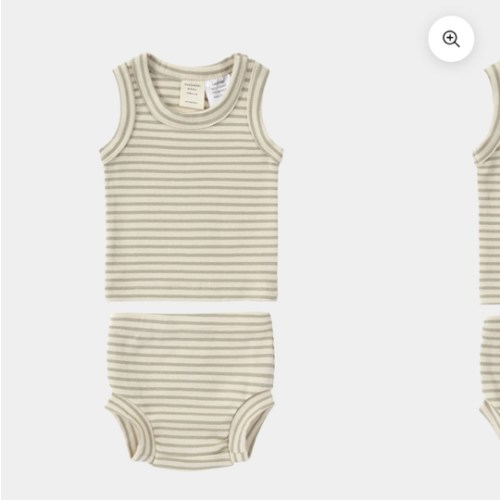 Singlet & Nappy Cover. Sage Stripe
