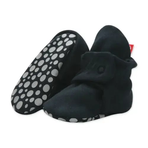 Zutano Cotton Gripper Stay-On Baby Bootie Slipper - Black