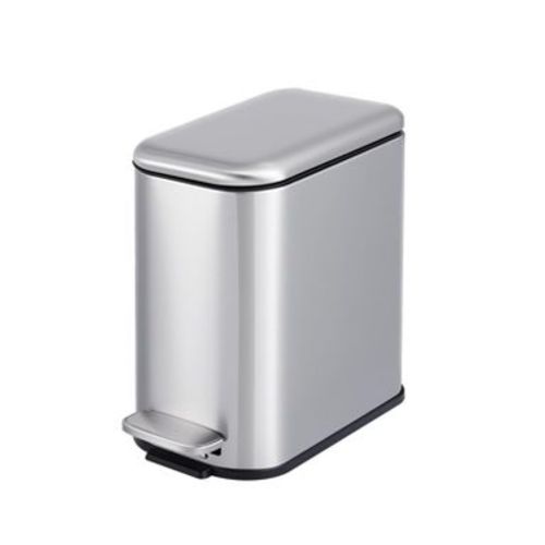 12 Gal (45 L) Slim Stainless Steel Trash Can with Lid - Step On Foot Pedal Narrow Metal Garbage Bin, Kitchen Waste Can with Inner Bucket