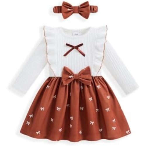 Vibebox Baby Girl Dress Fall Winter Long Sleeve Princess Clothes 3M-3T