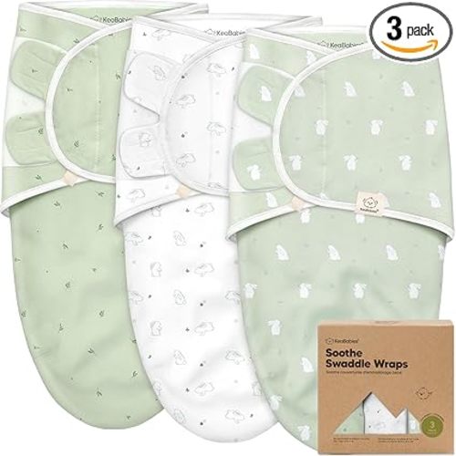 3-Pack Organic Baby Swaddle Sleep Sacks - Swaddles for Newborns, Infant 0-3 Months, Baby Girls, Boys, Soft & Snug Newborn Sleep Sack, Nursery Swaddling Blankets (Bunnies, OS)