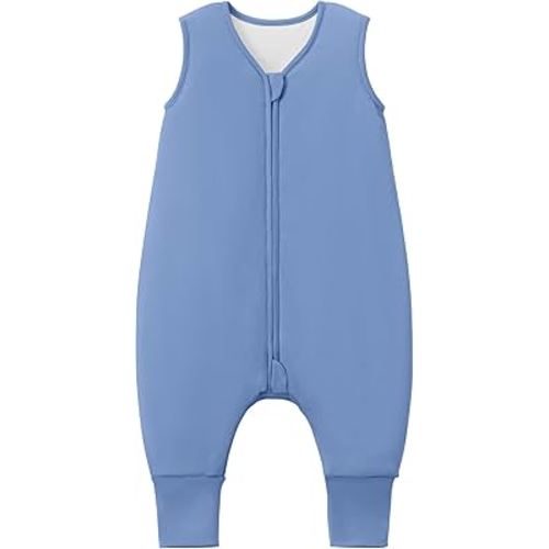 Baby/Toddler Sleep Sack with Legs, Rayon from Bamboo 95% + 5% Spandex, 1.0 TOG, 2‑Way Zipper Sleeping Bag, Walker‑Friendly 12-18M