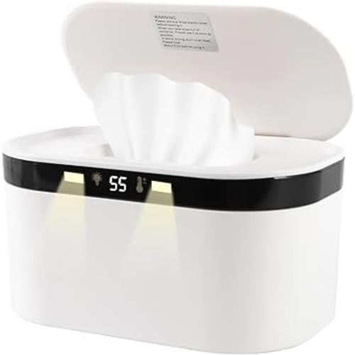 Baby Wipe Warmer, Wet Wipe Warmer 5 Modes of Temperature Heating Control Dual Heat for Baby's Comfort Large Capacity Wipes Dispenser Diaper Wipe Warmer with Night Light