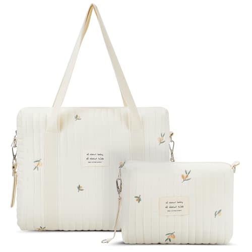 Paterr 2 Pcs Diaper Bag Tote for Women Multifunction Multisize Maternity Bag Quilted Cotton Cute Diaper Bag