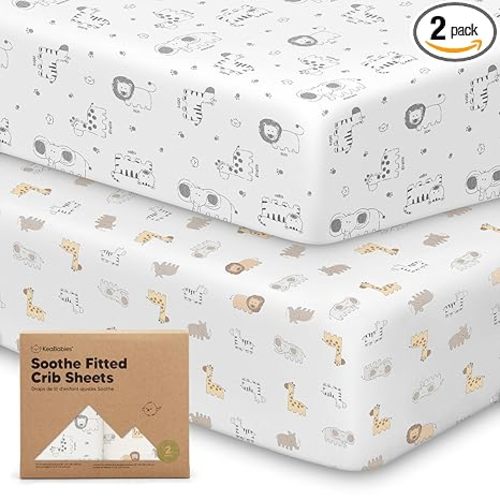 KeaBabies 2-pk Organic Cotton Crib Sheets for Boys Girls 52x28 (KeaSafari)