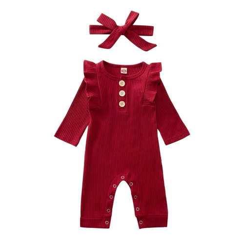 GYRATEDREAM Newborn Baby Girl One Piece Romper Jumpsuit Solid Ribbed Infant Girl Clothes Onesies Outfits 0-18 Months