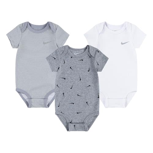 Nike 3-pack Assorted Swooshfetti Bodysuit (Dark Grey Heather, 6 months)