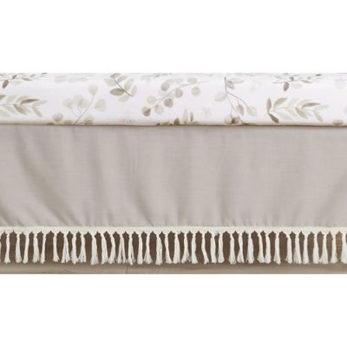 Sweet Jojo Designs Boy or Girl Gender Neutral Unisex Baby Crib Bed Skirt Botanical Leaf Linen Taupe
