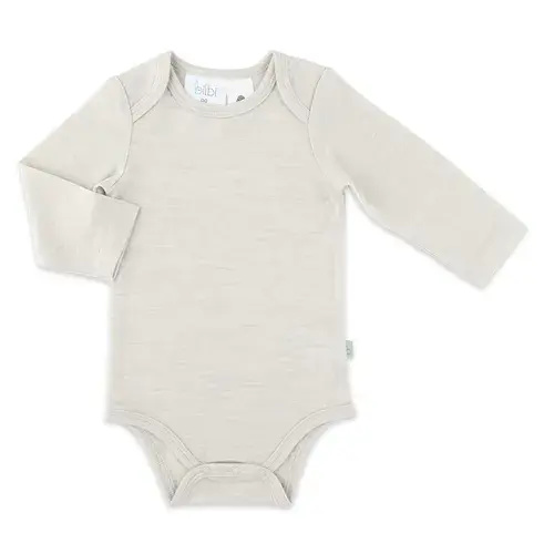 Bilbi Bodysuit Long Sleeve Merino Essentials Natural | Baby Bunting AU