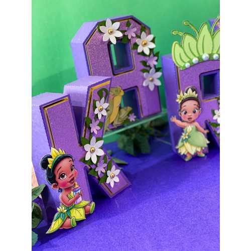 Purple Baby Tiana Theme 3D Letters or Numbers | Tiana Party Theme | Baby Tiana Birthday | Nursery Room Decor | Baby Shower | Centerpiece |