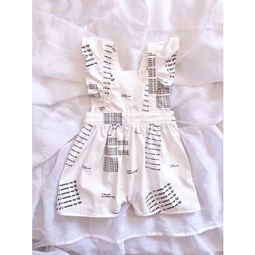 White Lyrics Romper, Baby Toddler Romper