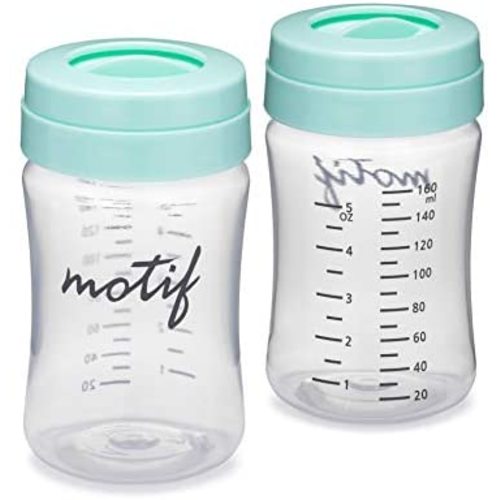 Motif Medical, Breast Milk Storage and Collection Bottles with Sealing Disc, BPA-Free Plastic, Compatible with Motif Medical Luna Breast Pump - Pale Green, 160ml