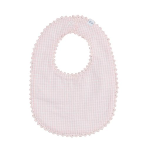Pink Gingham Bib with Crochet Trim | Mud Pie