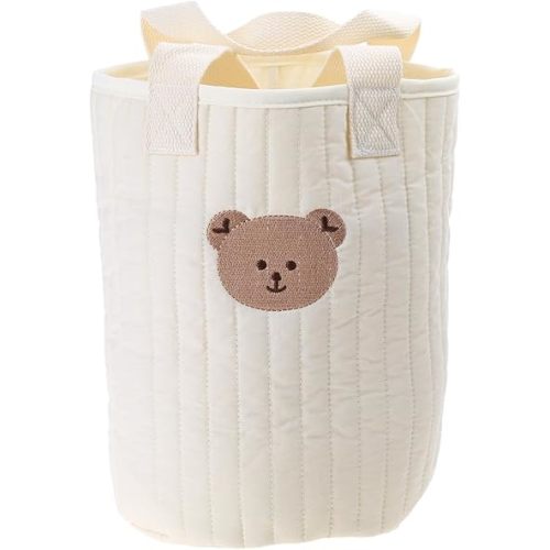 Bear Storage Bucket, Large Capacity Cotton Storage Bin for Home Nursery Room, Beige