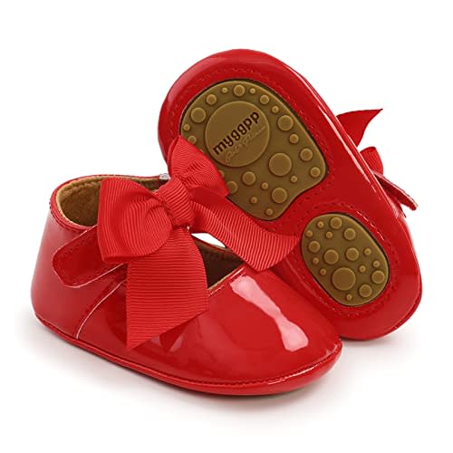 WILLFUN Baby Girls Mary Jane Flats Floral Princess Dress Crib Shoes Non-Slip for Toddler First Walkers