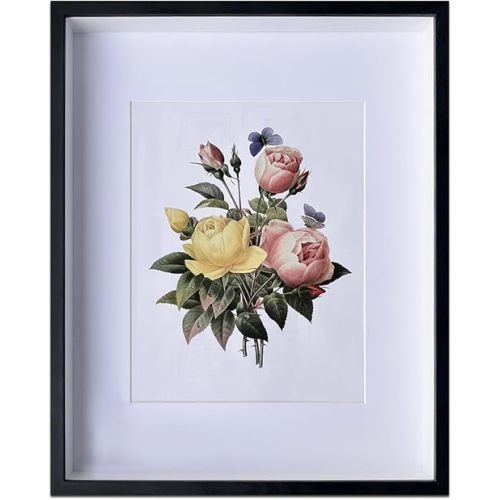 EKMAX 16X20 Shadow Box Frame in Black with Soft Linen Back - Composite Wood with Plexiglass for Wall and Tabletop