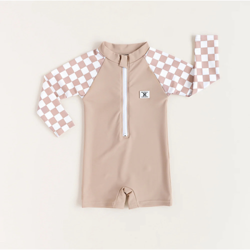 UPF 50 RASHGUARD - Tan Checkers | Rad Toddler