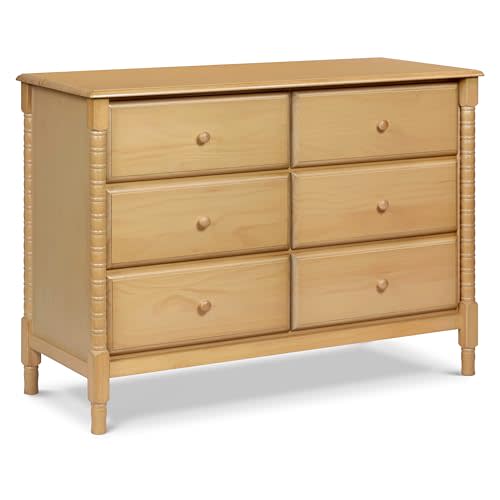 Davinci Jenny Lind Spindle 6-Drawer Dresser in Honey | TSCA-Compliant, GREENGUARD Gold Nursery Dresser w/ Spacious Drawers & Smooth Euro Glides - Double Dresser for Kids