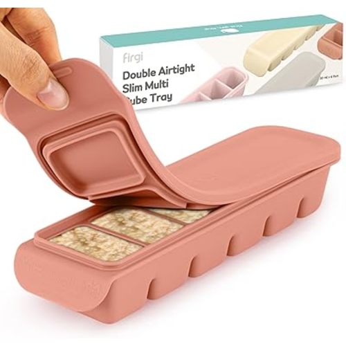 1 oz/6 Sections Silicone Ice Cube Freezer Tray with Lid, 100% Food-Grade Platinum Silicone,Leak Resistance & Dishwasher Safe for Baby Food Prep,Breast Milk,Purees - Korean Made, Indie Pink