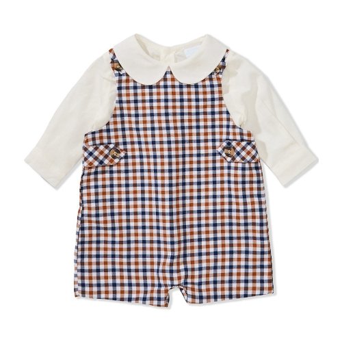 Edgehill Collection Baby Boys Long Sleeve Plaid Jon Jon Romper