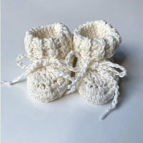 Cotton Tie Baby Booties 3-6M