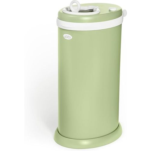 Ubbi Stainless Steel Diaper Pail, Odor Locking, No Special Bag Required, Award-Winning, Registry Must-Have, Lily Pad (Matte)