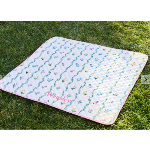 Pastel Stripe Floral All Weather Playmat