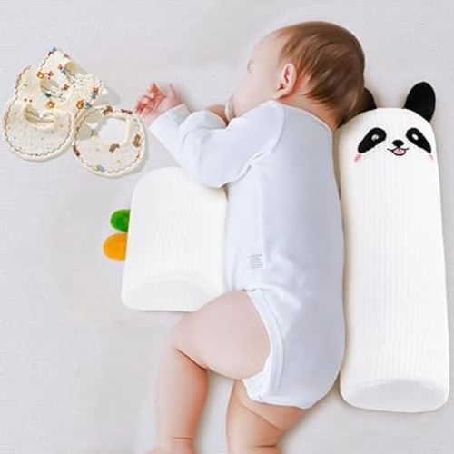 Baby Side Pillow with Adjustable Soft and Breathable Cushion (Randomly Gifted with a Drool Towel as a Gift for The Baby) (White)