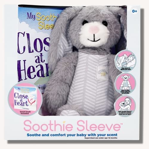 Soothie Sleeve, a Pediatrician Designed Plush, Uses a Parent's Scent to Soothe Baby or Child (Gift Box w/Board Book, Safety Tested for 0+), Baxter The Bunny