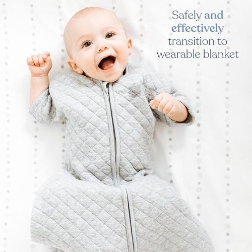 HALO Easy Transition SleepSack, Baby Sleep Sack Wearable Blanket, 100% Cotton, Soft & Breathable, 1.0 TOG, Helps Transition from Swaddle for Infants, Heather Grey, Small