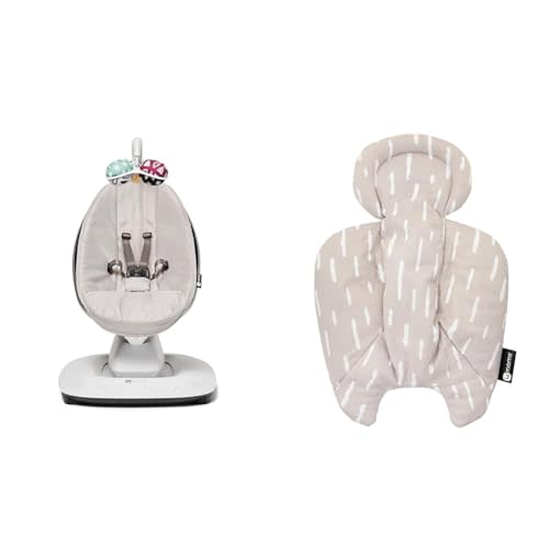 4moms MamaRoo Multi-Motion Baby Swing in Classic Grey with Plush Infant Insert, Sand