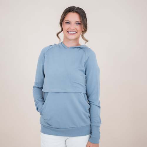 Women's French Terry Nursing Hoodie in Midnight | Kyte Baby
